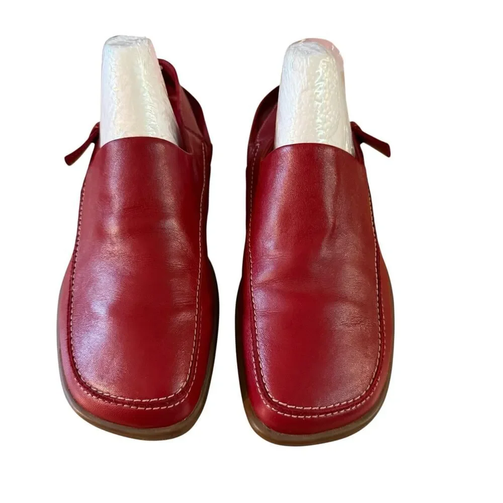 Ecco Men’s/Unisex Red Leather Clogs with Heel Strap Size 5.5 Men’s/8 Women’s